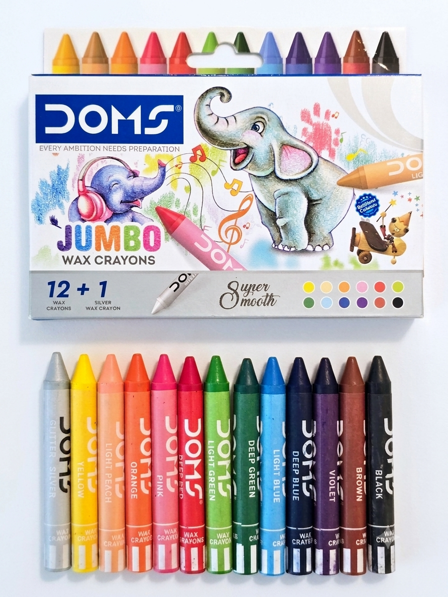 DOMS Jumbo Wax Crayons (12 + 1 Silver) Set