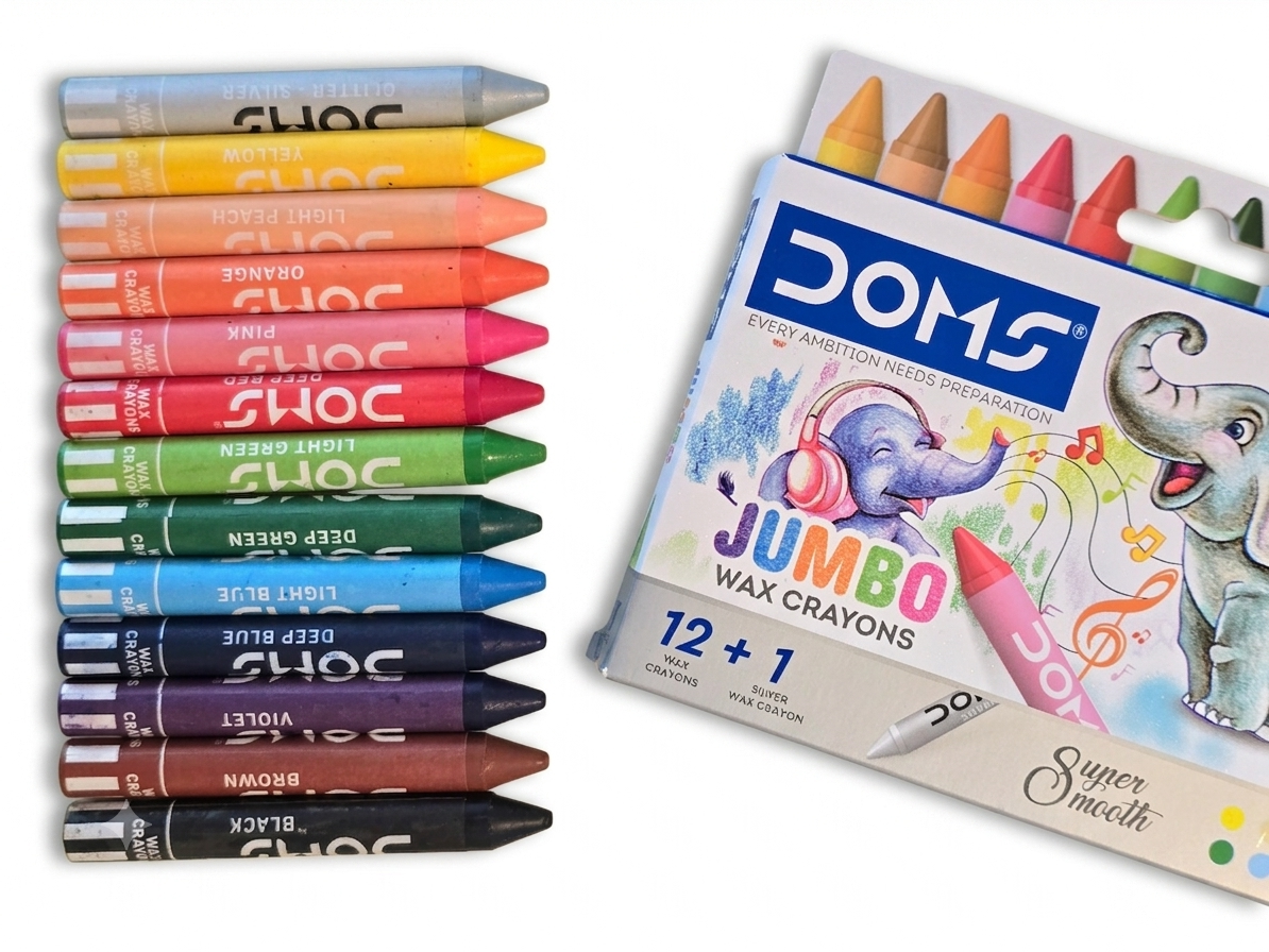 DOMS Jumbo Wax Crayons (12 + 1 Silver) Set
