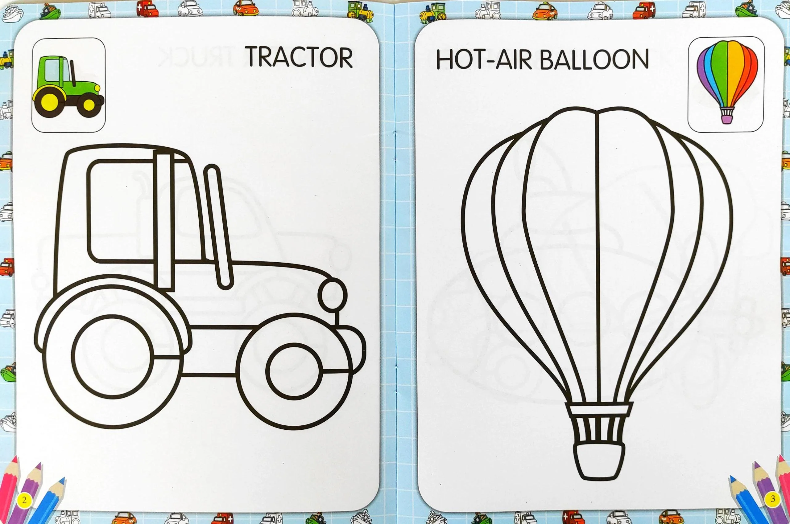 My First Vehicles Copy to Colour Book (16 Pages)
