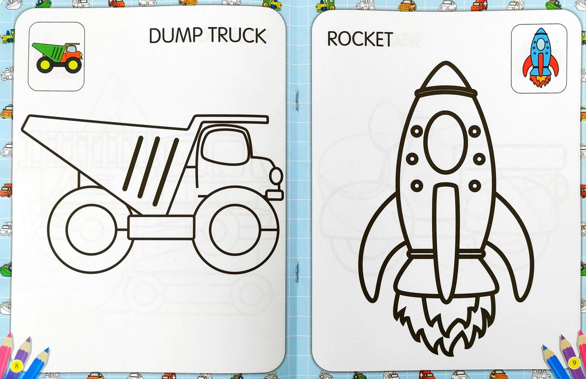 My First Vehicles Copy to Colour Book (16 Pages)