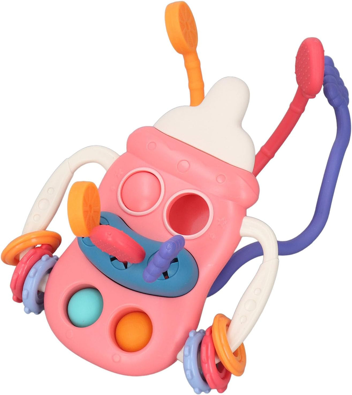 KidZilan 5-in-1 baby bottle sensory pull string and teething toy, view 4