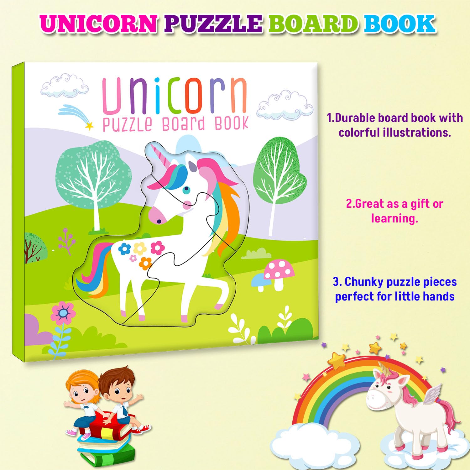 Unicorn Puzzle Board Book - Interactive Story & Puzzle (16 x 16cm)
