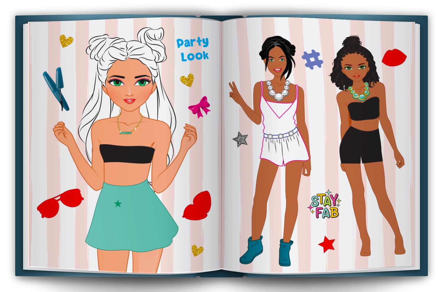 Fashion Girls Colour the Girls 36-Page Activity Book with 150+ Stickers