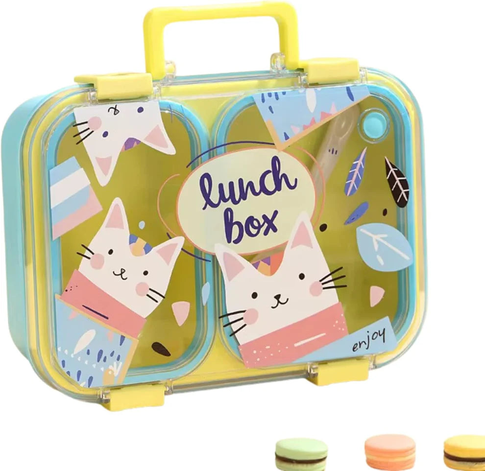 KidZilan Playful Cat 2-compartment handheld bento box, 850ml, view 4