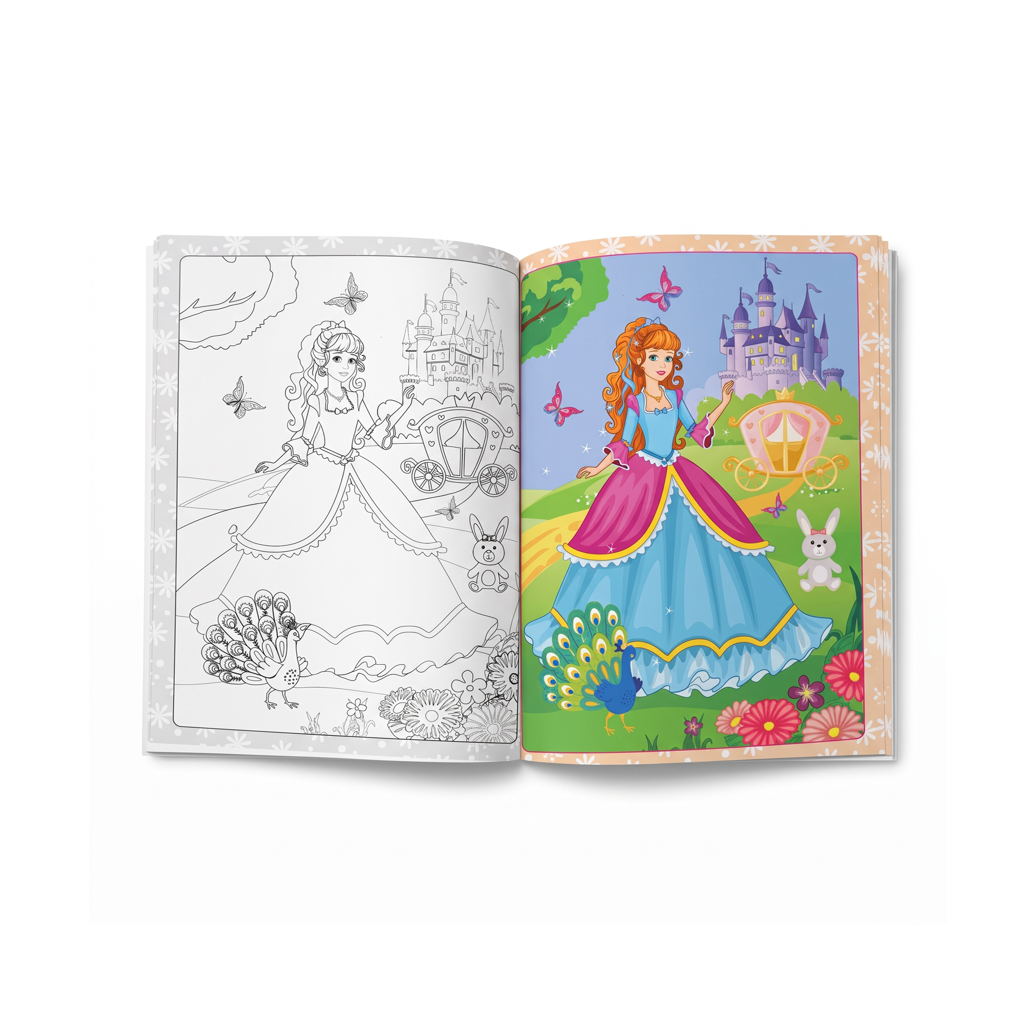 Princess Dresses (Yellow) 48-Pages Coloring Book (Arabic Edition) Ages 3+ Years