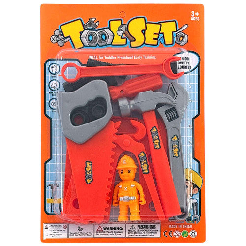 Little Handyman toy tool set, 8-piece, with toy builder figure