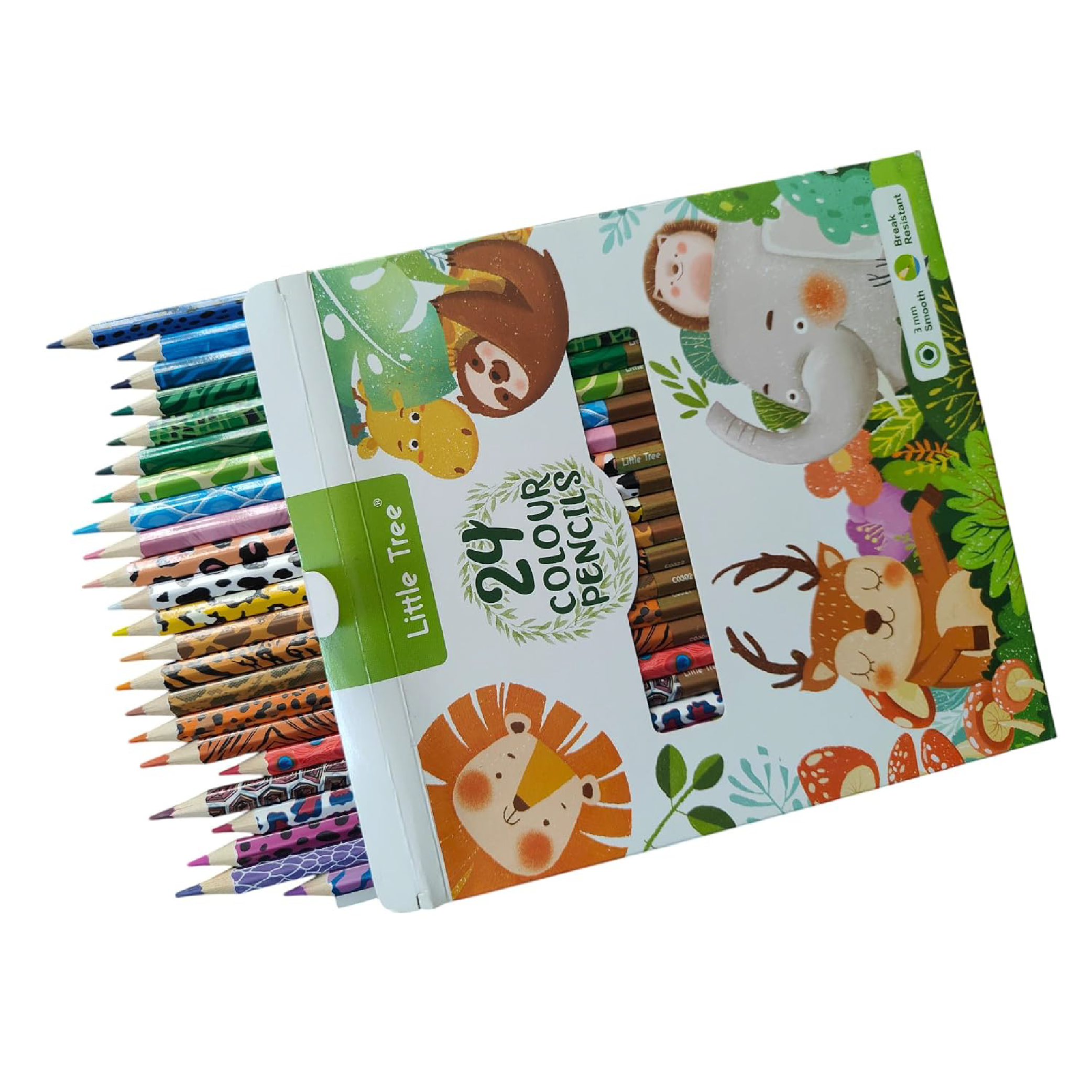 Jungle Safari 24-pack premium colour pencils, close-up view