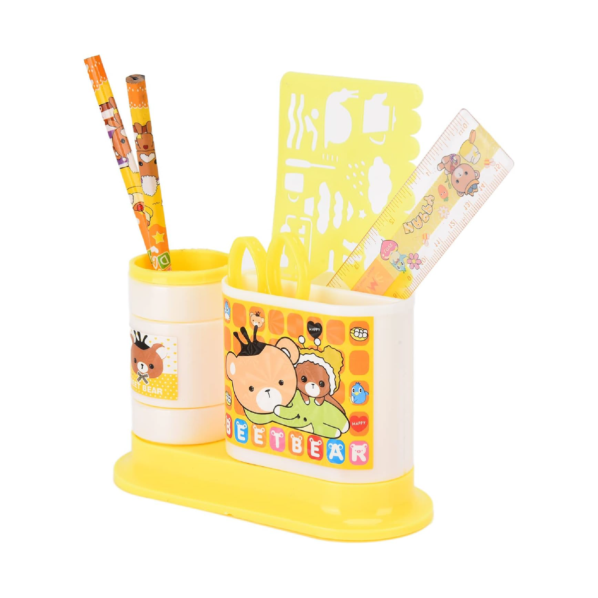 Sunshine Yellow all-in-one desk organizer and stationery combo, view 5