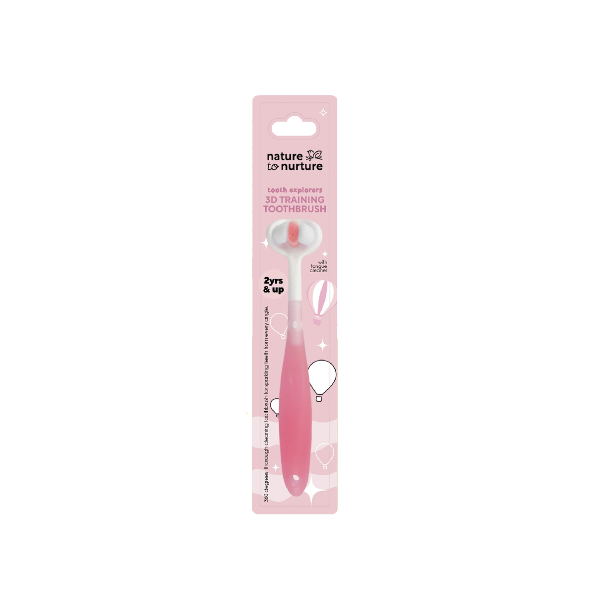 3D training toothbrush for toddlers and kids, pink