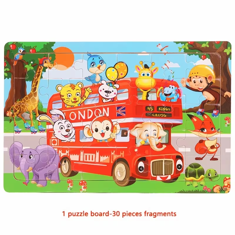 Little Explorers wooden jigsaw puzzle, 30 pieces, full collection view