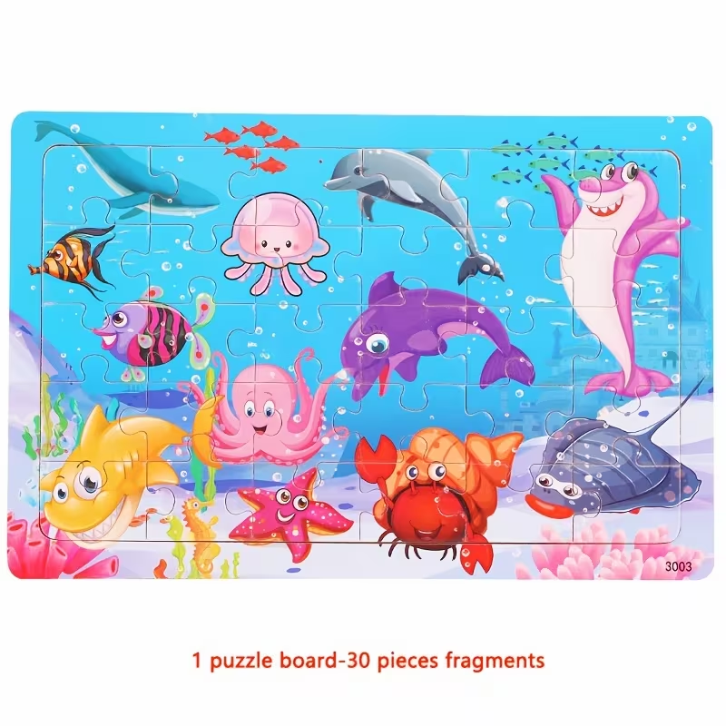 Little Explorers wooden jigsaw puzzle, 30 pieces, wooden tray detail