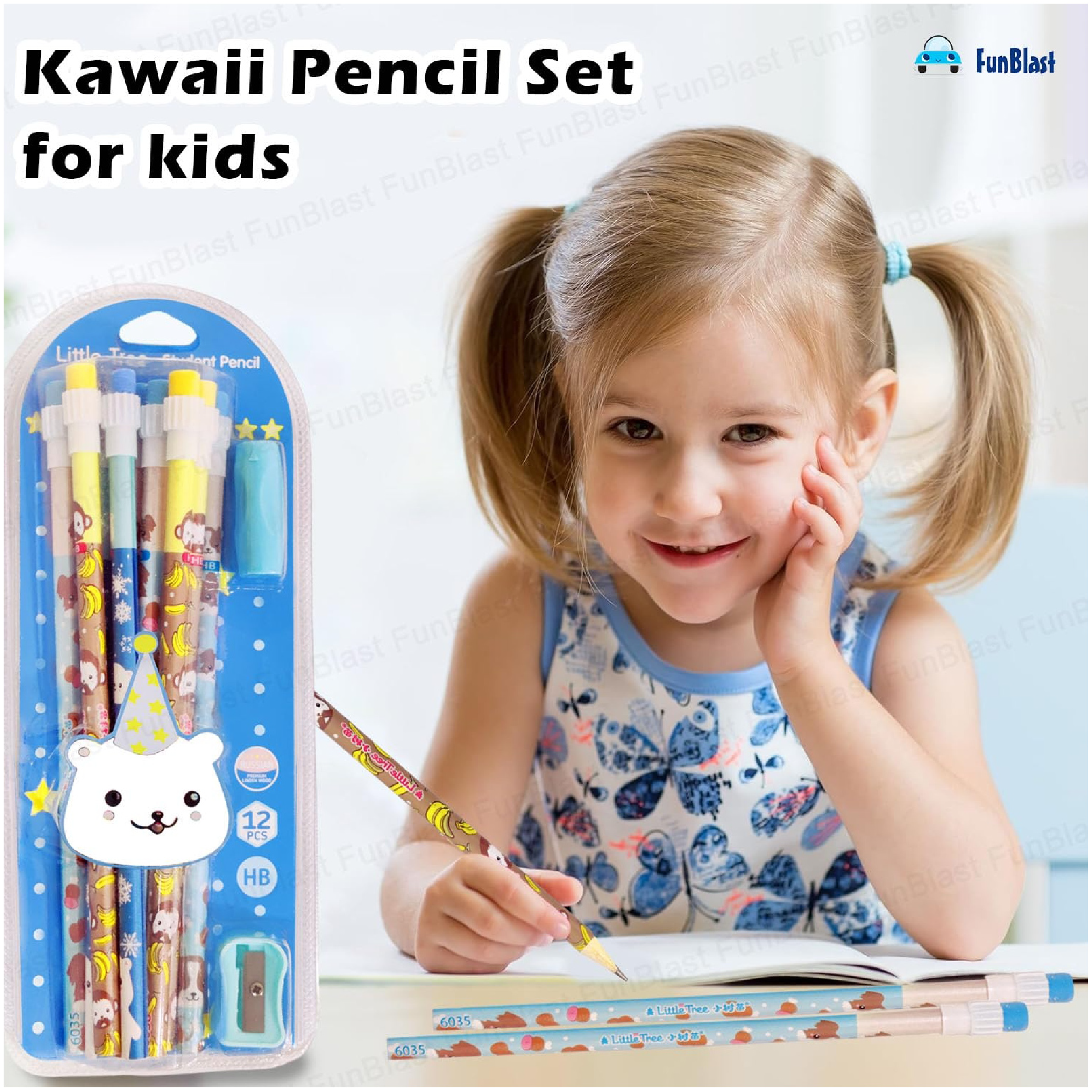 Party Animals 12-pack student pencils and sharpener kit, view 2