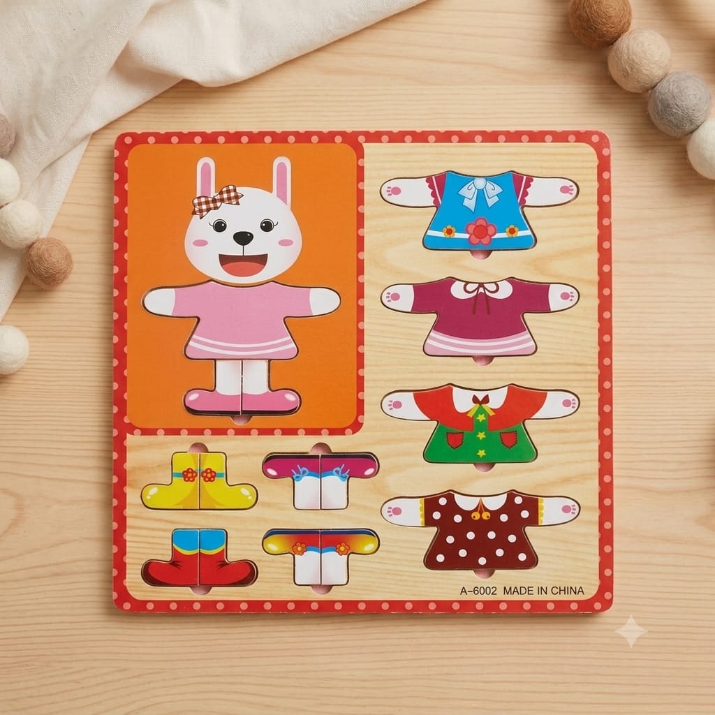 KidZilan wooden animal dress-up changing puzzle board, view 2