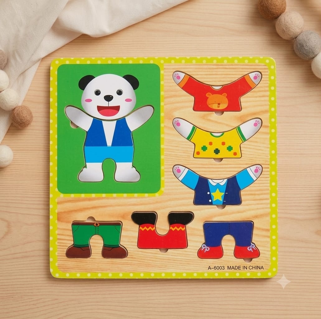 KidZilan wooden animal dress-up changing puzzle board, view 4