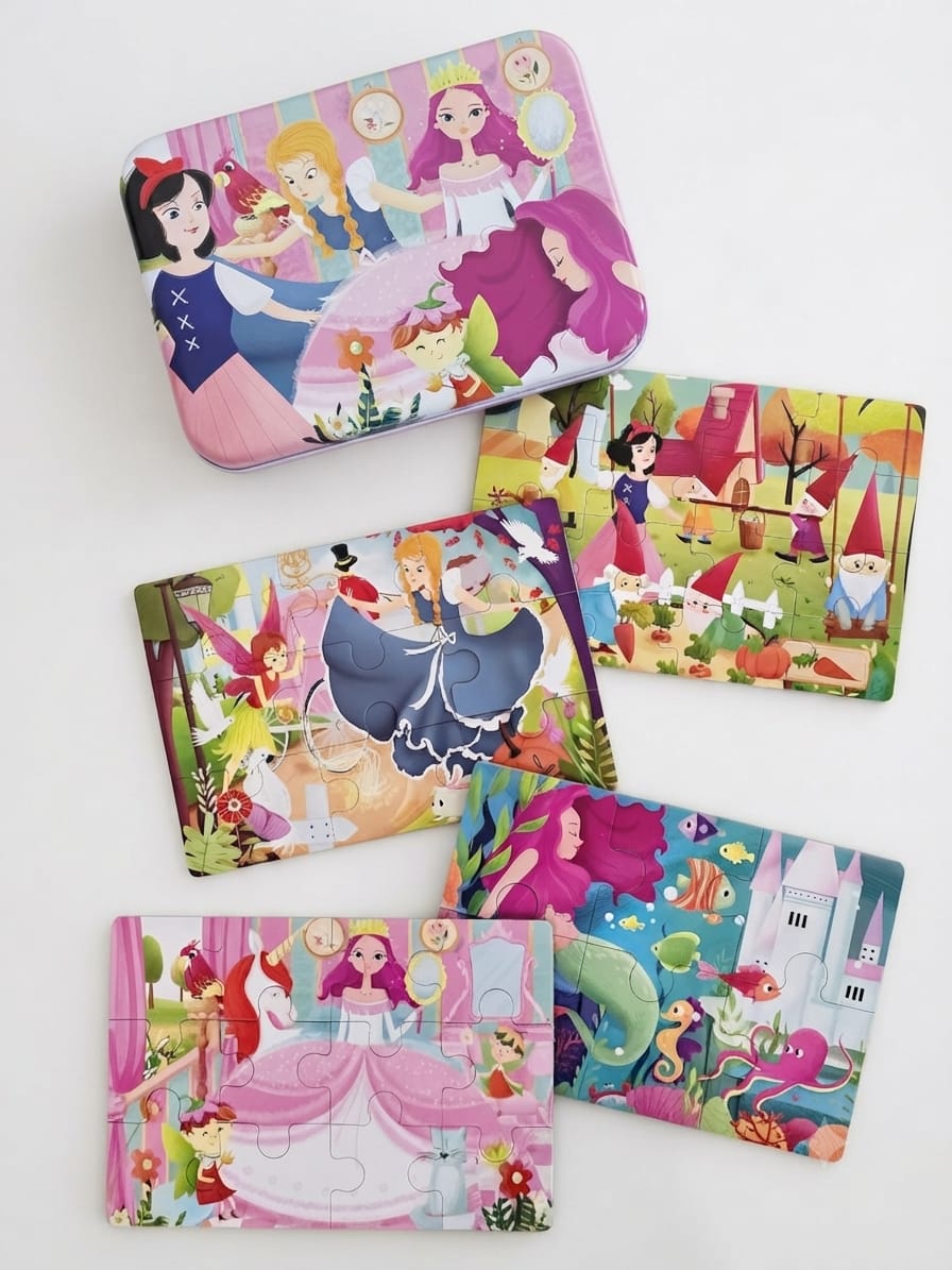 KidZilan portable tin box 4-in-1 jigsaw puzzle set, 43 pieces, view 4