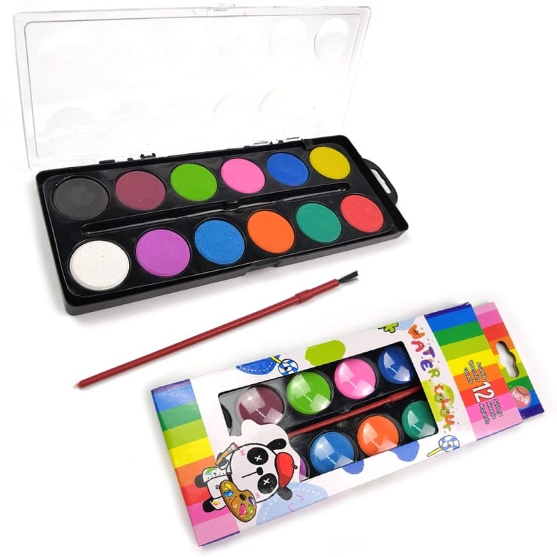 KidZilan 12-color watercolor paint set with brush, view 2