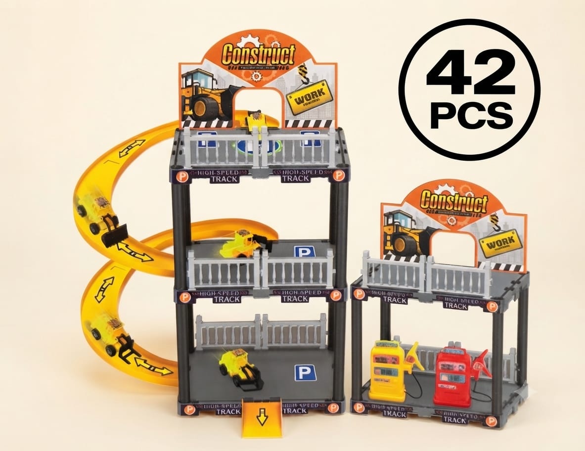 City Construction Traffic Theme Parking Lot Track Playset