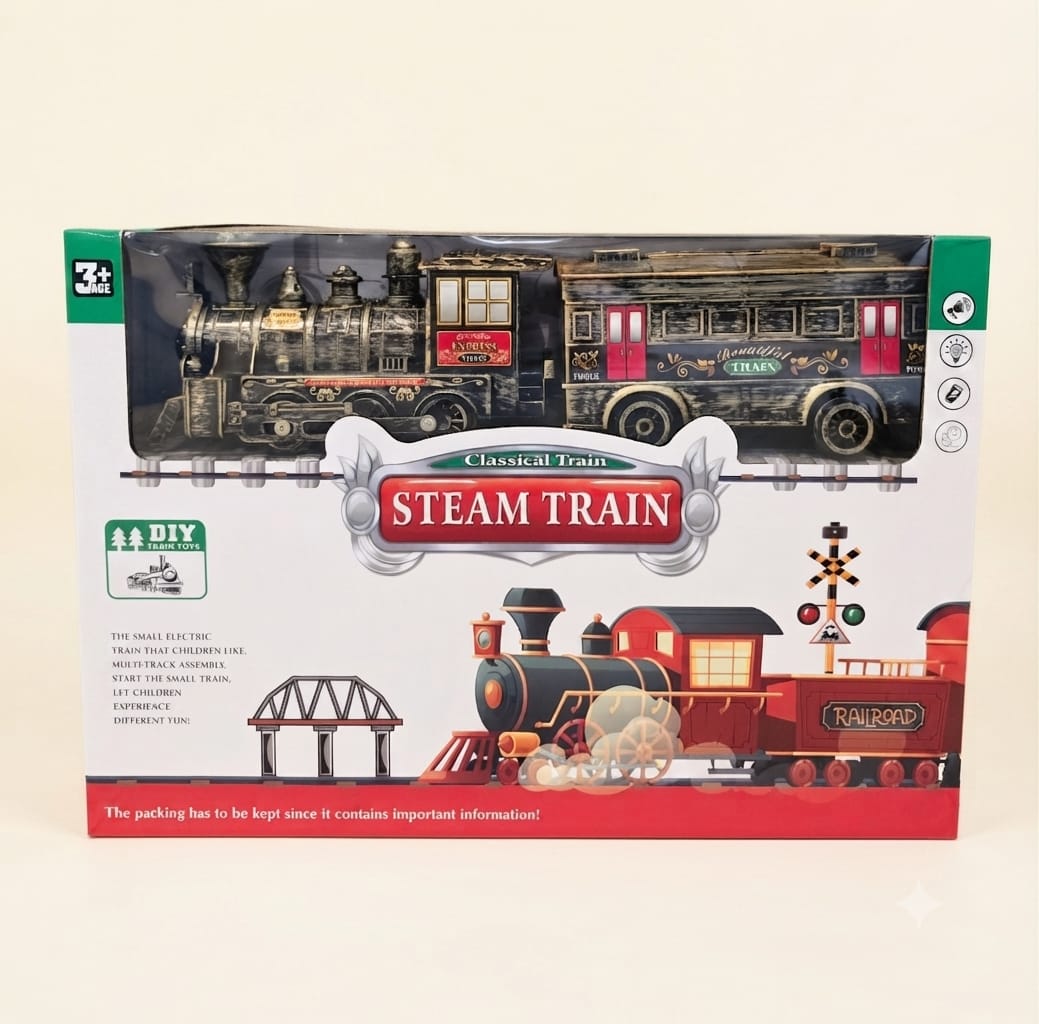 KidZilan DIY Classic Electric Steam Train Toy Set with Tracks