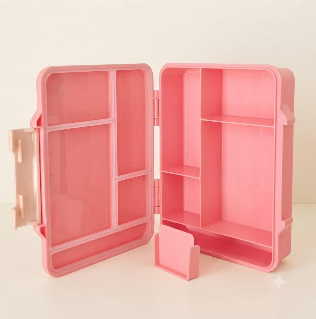 Zilan Compartment Bento Lunch Box 1520ml - Coral Pink