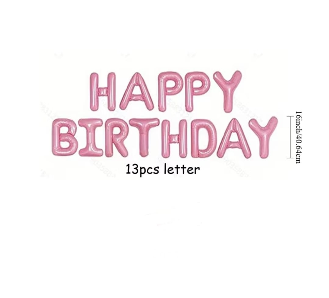 Happy Birthday Letter Foil Balloon Set - Pink 16"