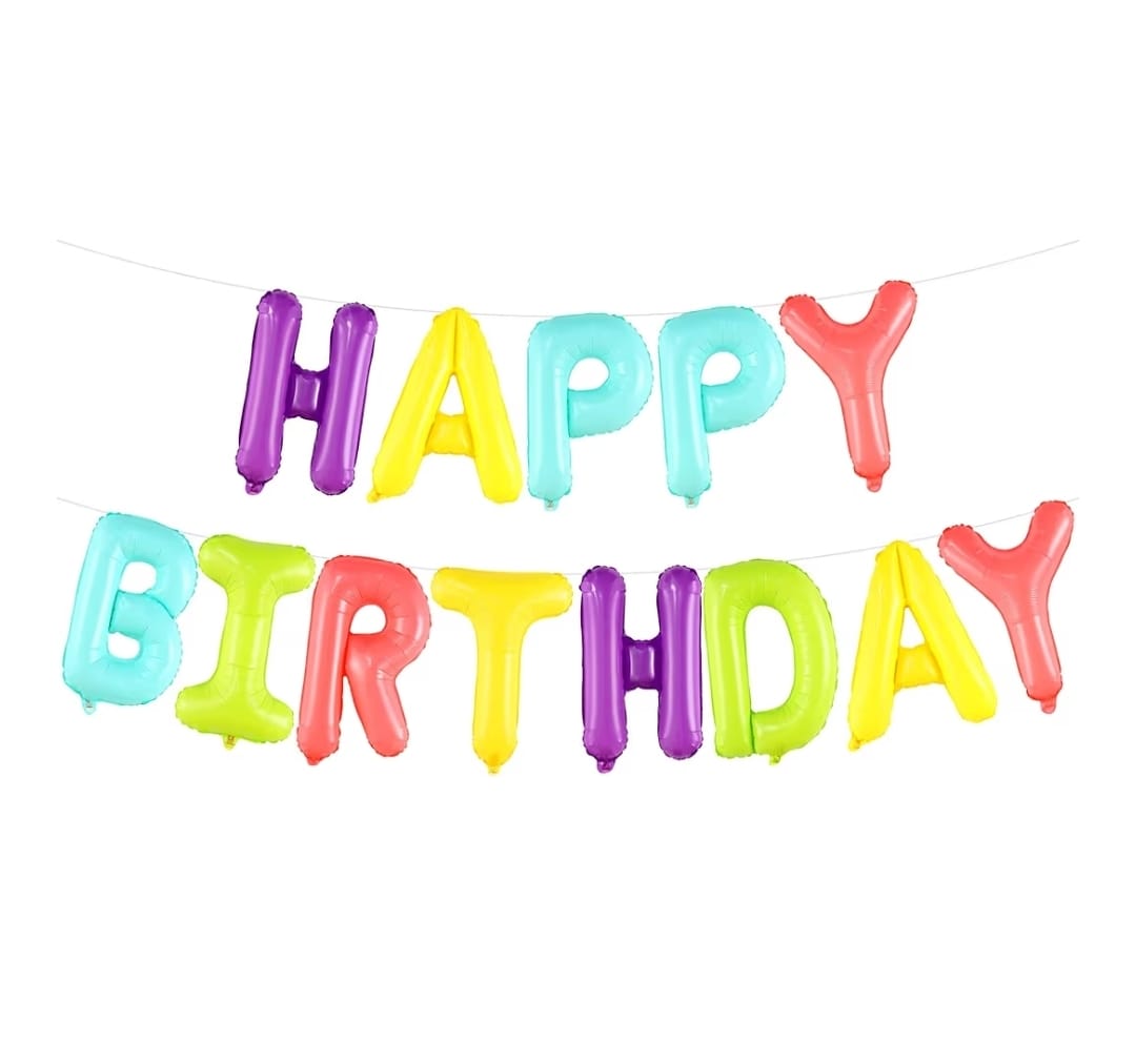 Happy Birthday Letter Foil Balloon Set - Multicolor 16"