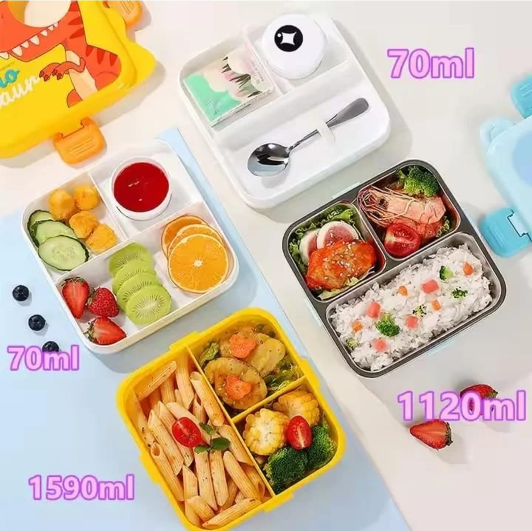 Laxson mermaid 304 stainless steel bento box with sauce cup, view 3