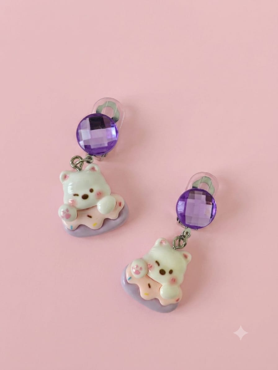 Kidzilan Sweet Bear Cozy Hair Accessories & Clip-On Earring Set