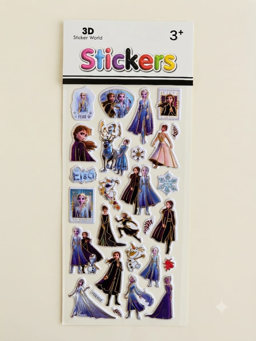 KidZilan Frozen Princess Characters 3D Sticker World Puffy Sticker Sheet