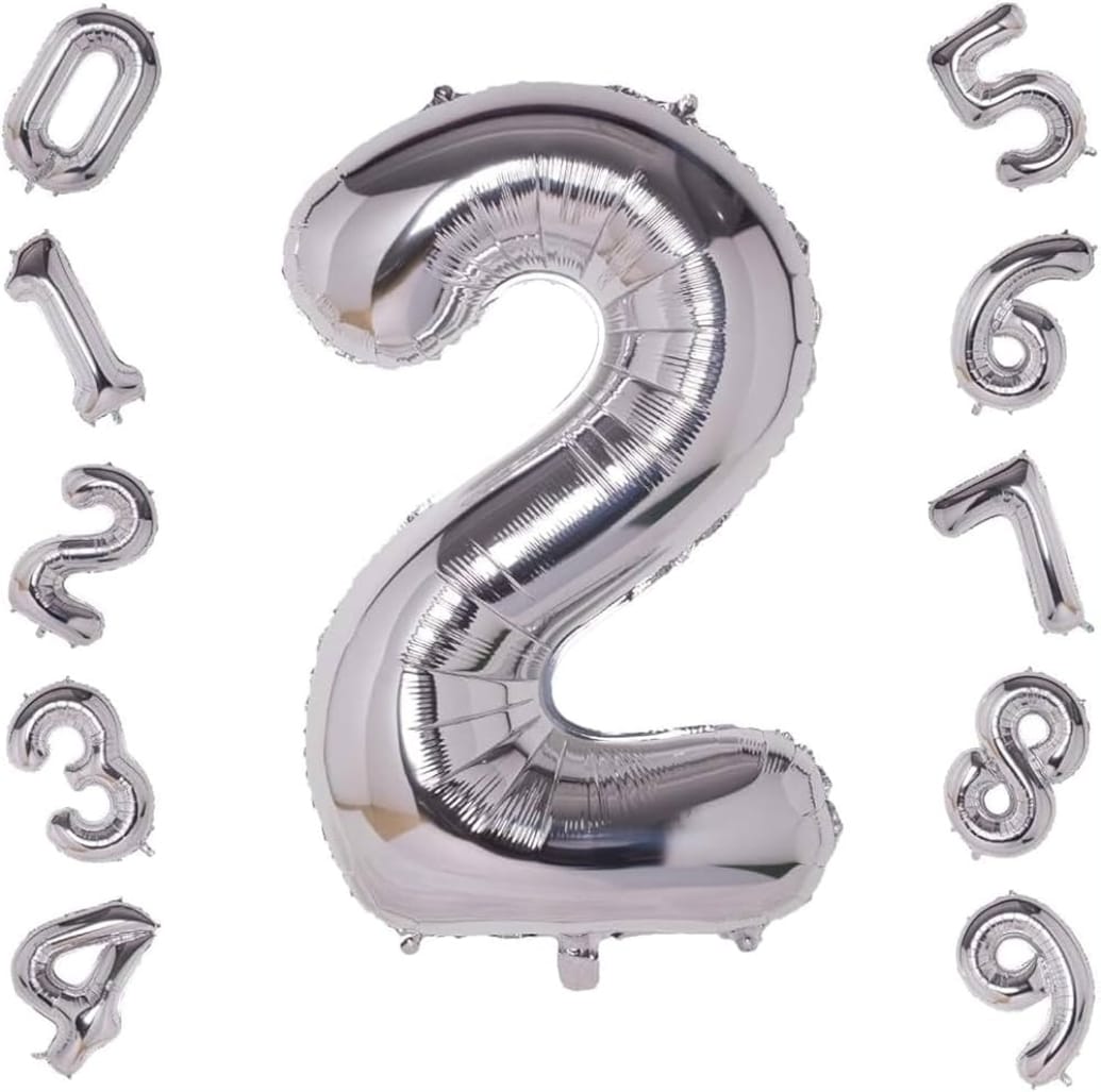 32" Silver Number Foil Balloon