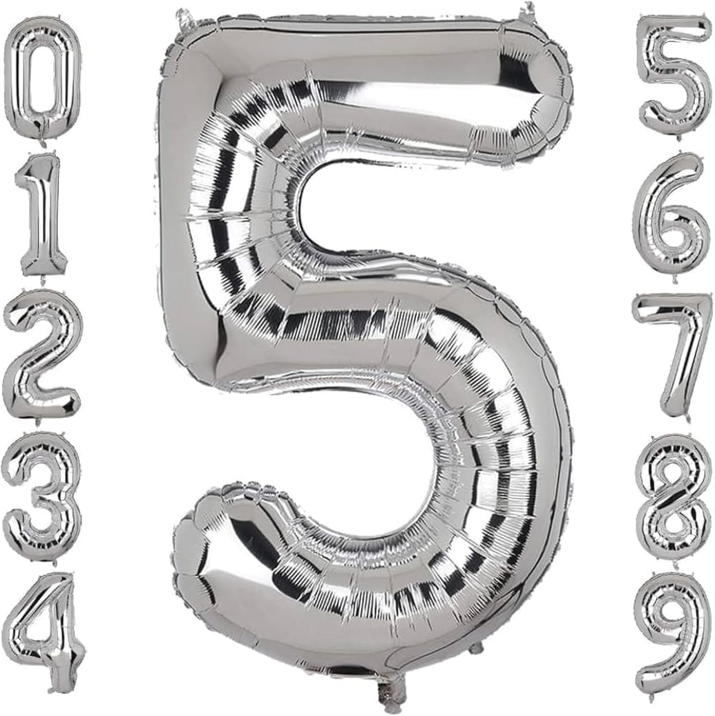 32" Silver Number Foil Balloon