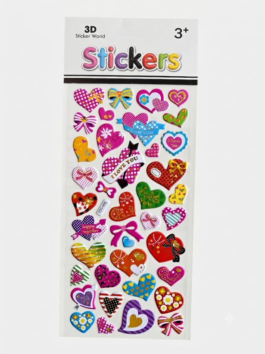 KidZilan Love & Hearts 3D Sticker World Puffy Sticker Sheet