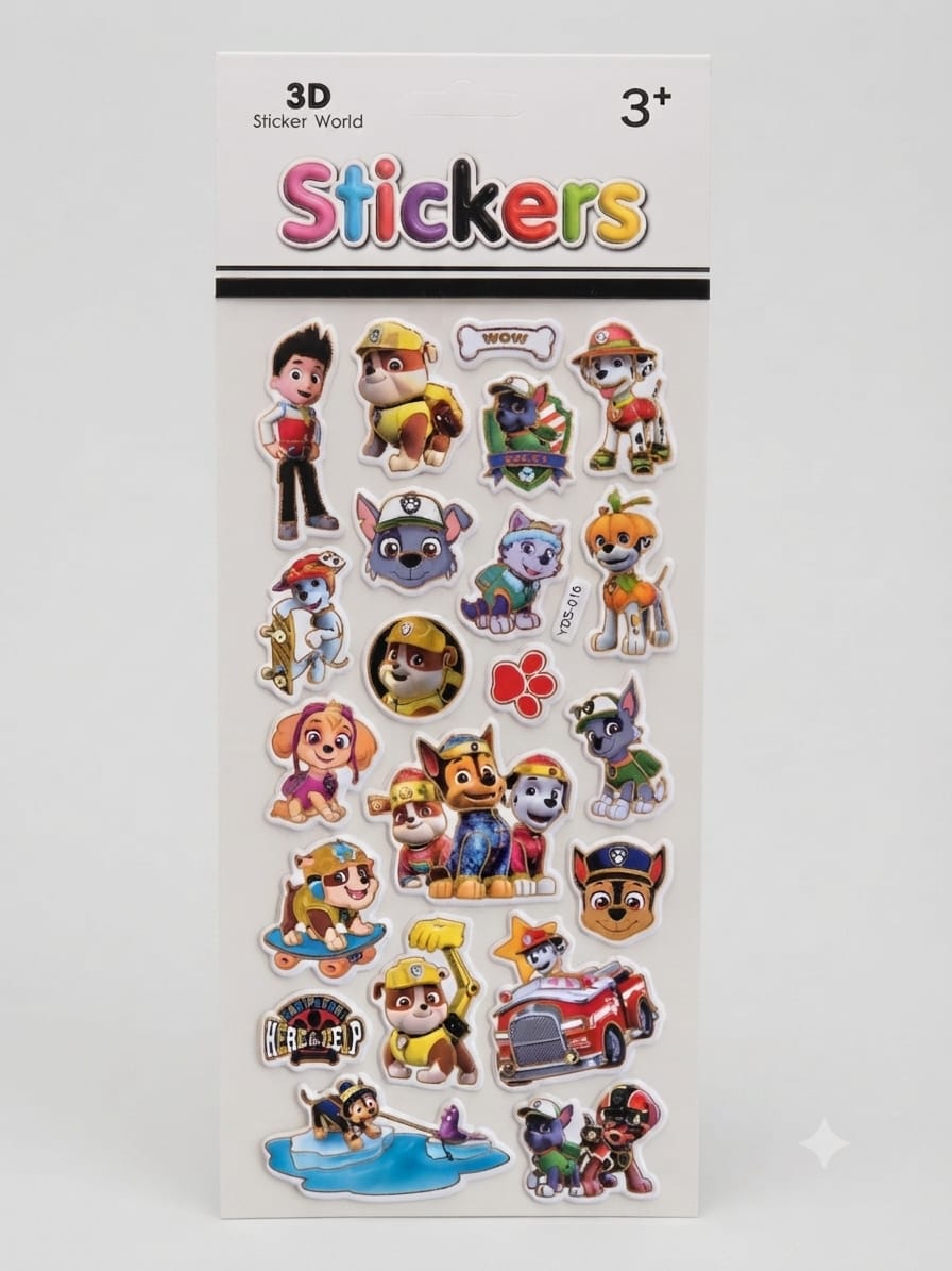 KidZilan Paw Patrol Characters 3D Sticker World Puffy Sticker Sheet