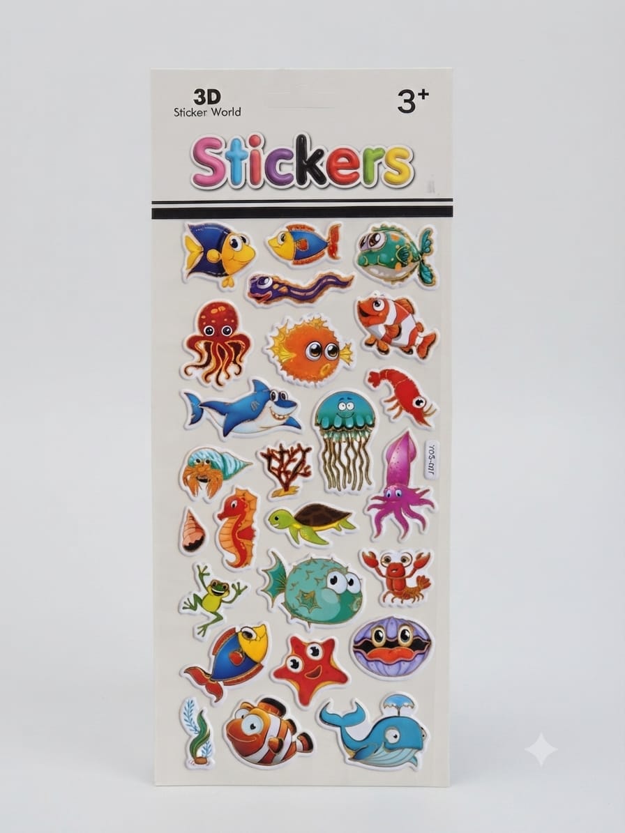 KidZilan Under the Sea 3D Sticker World Puffy Sticker Sheet