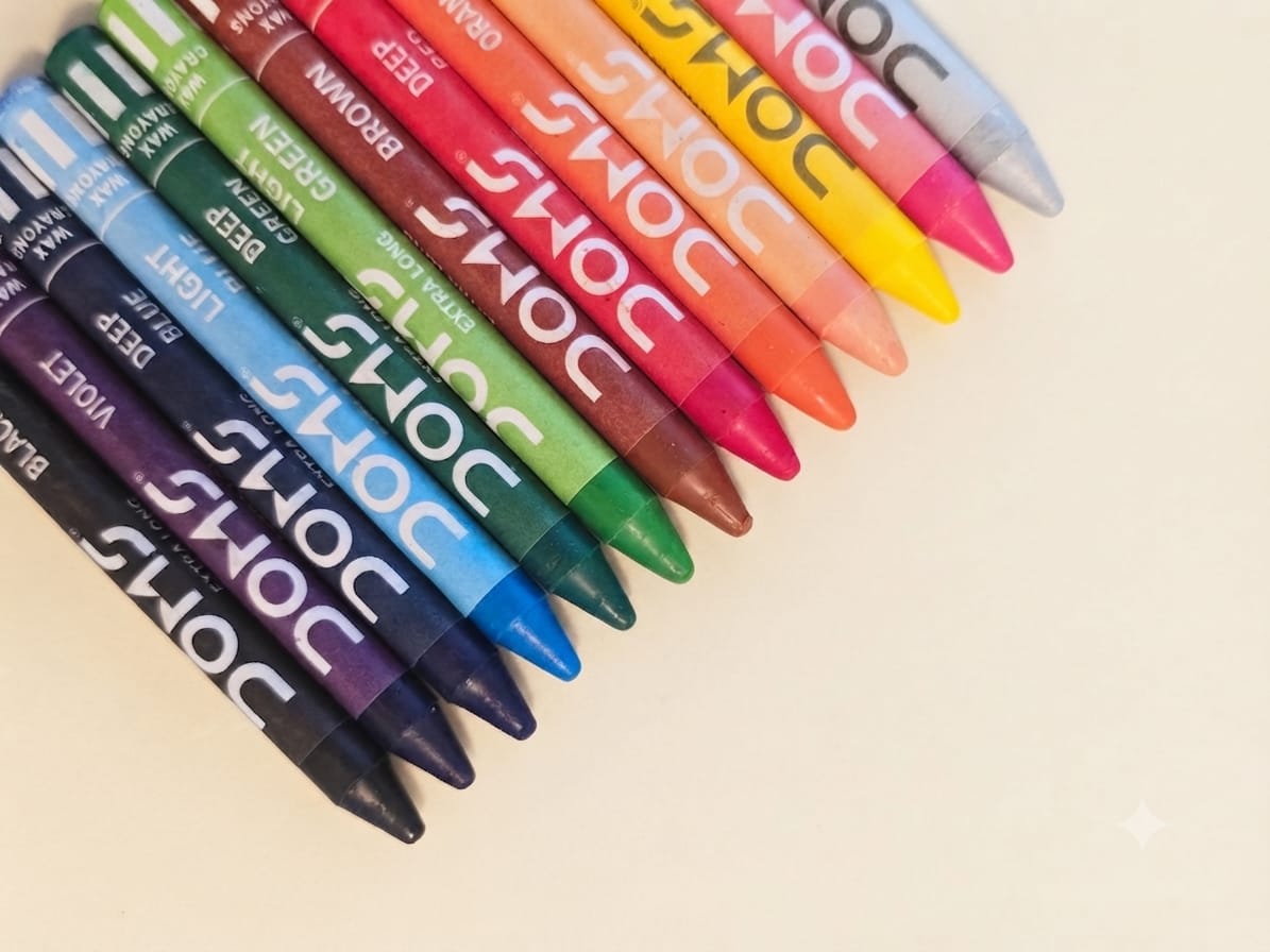 DOMS Extra Long Wax Crayons (12 + 1 Silver) Set