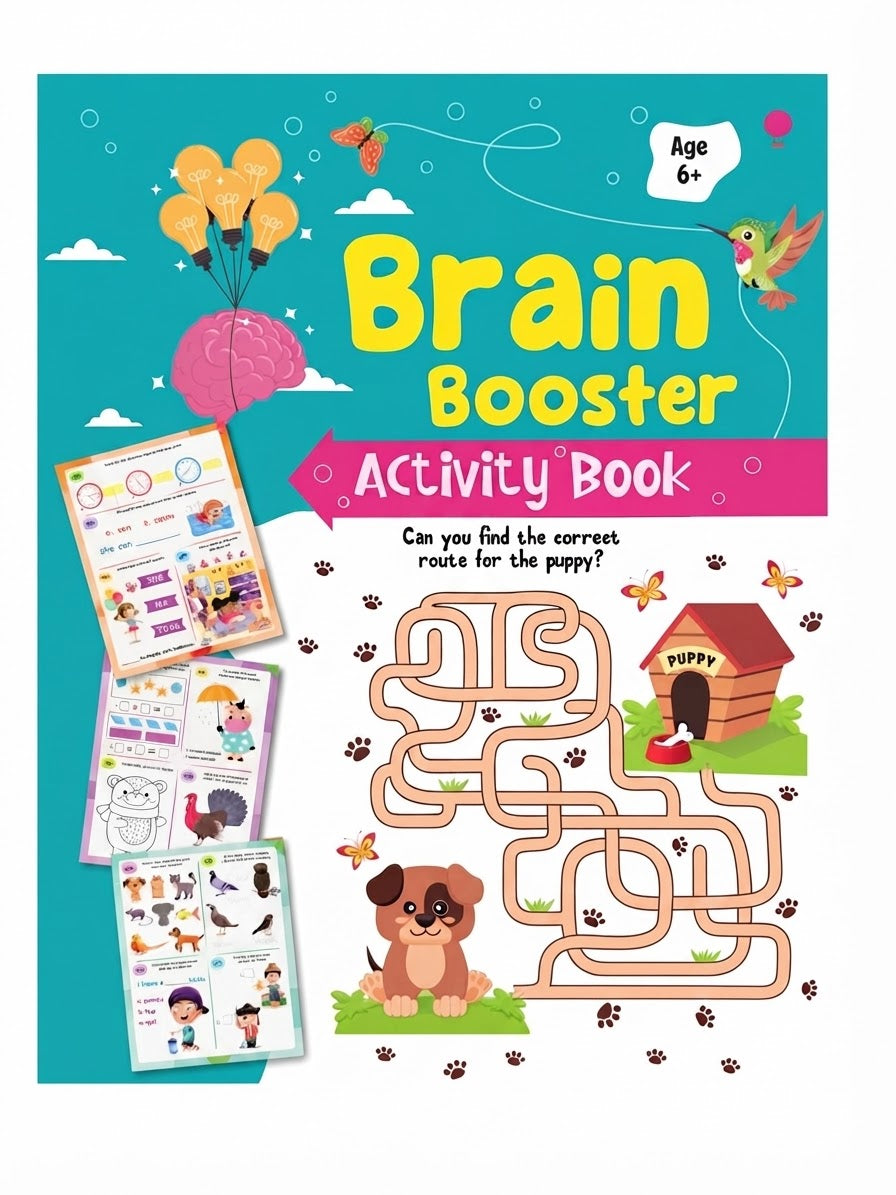 Brain Booster 96-Page Activity Book - 28x22cm (Ages 6+)