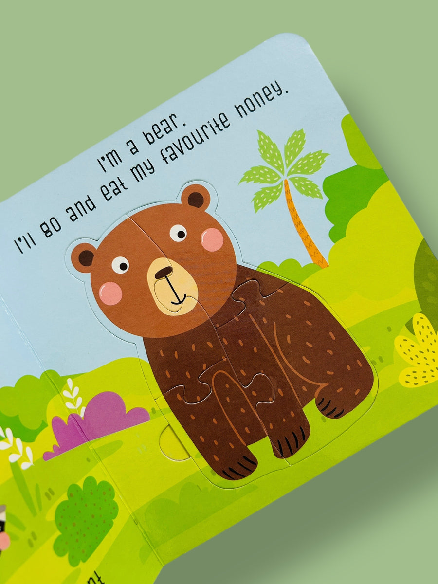 Jungle Animals Puzzle Board Book - Interactive Story & Puzzle (16 x 16cm)