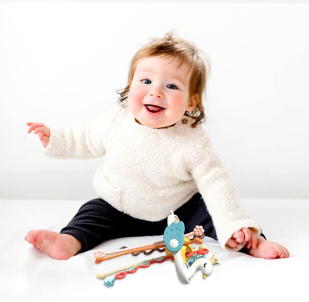 Sweet Swan sensory pull-string and popping toy, view 3