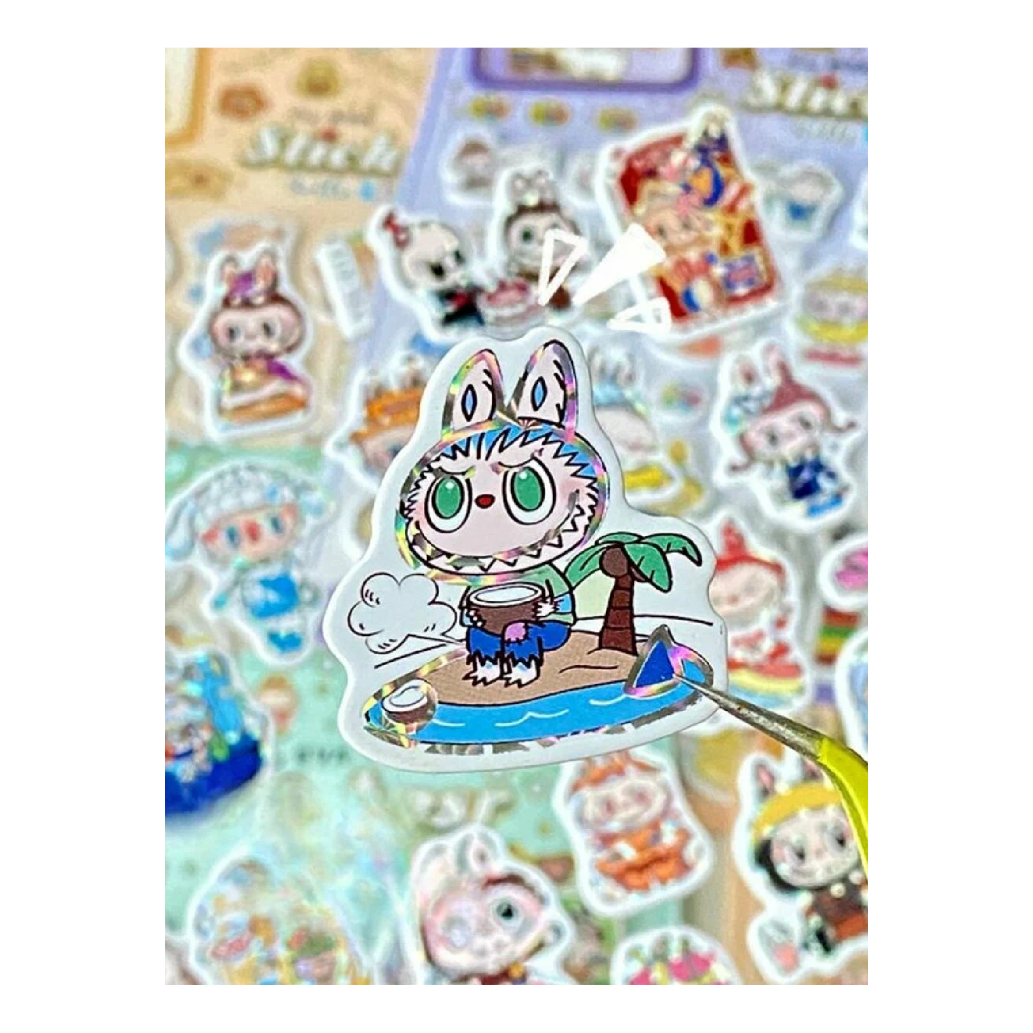 Kawaii character DIY foam sticker packets, blue view 2