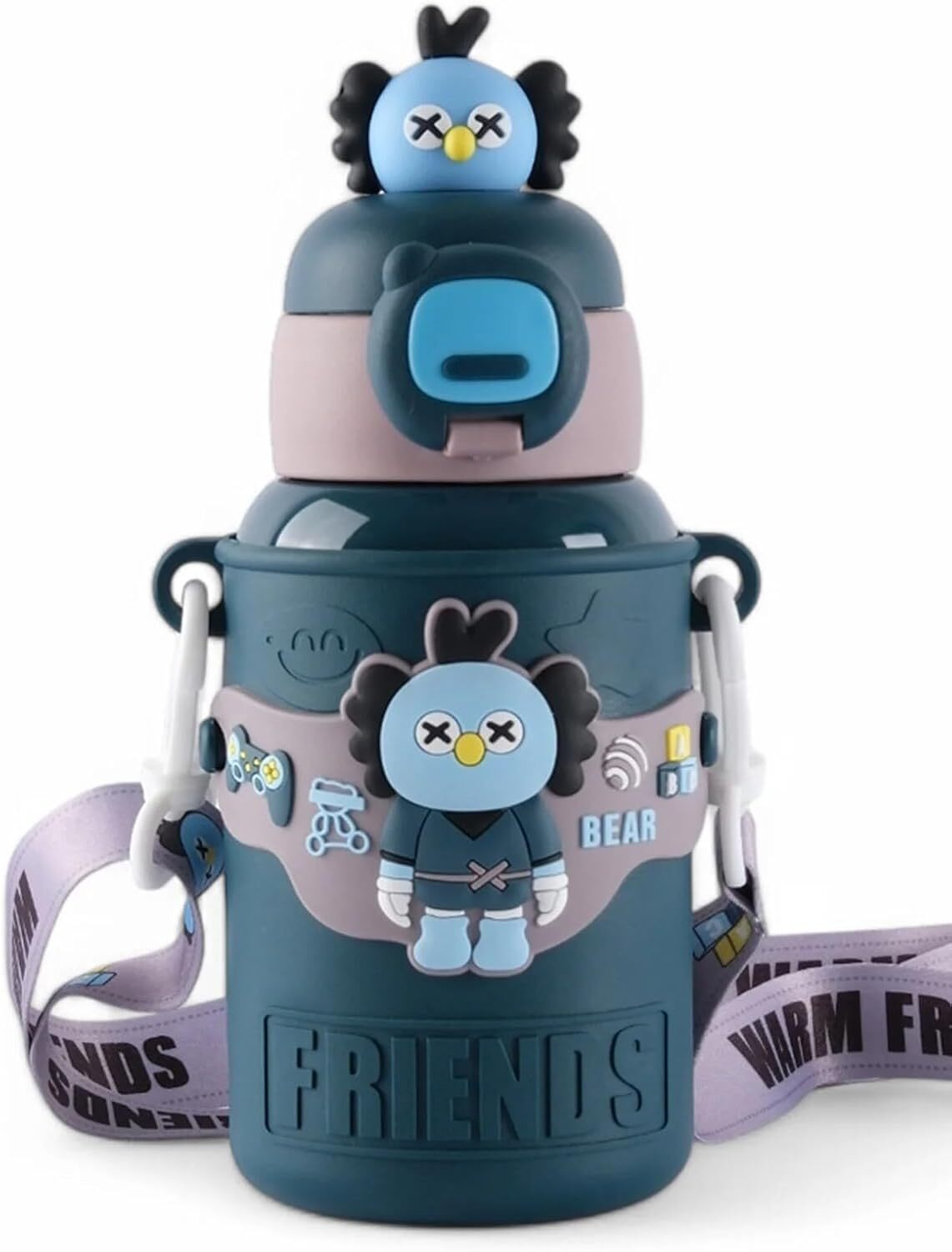 Warm Friends kids insulated flask, blue