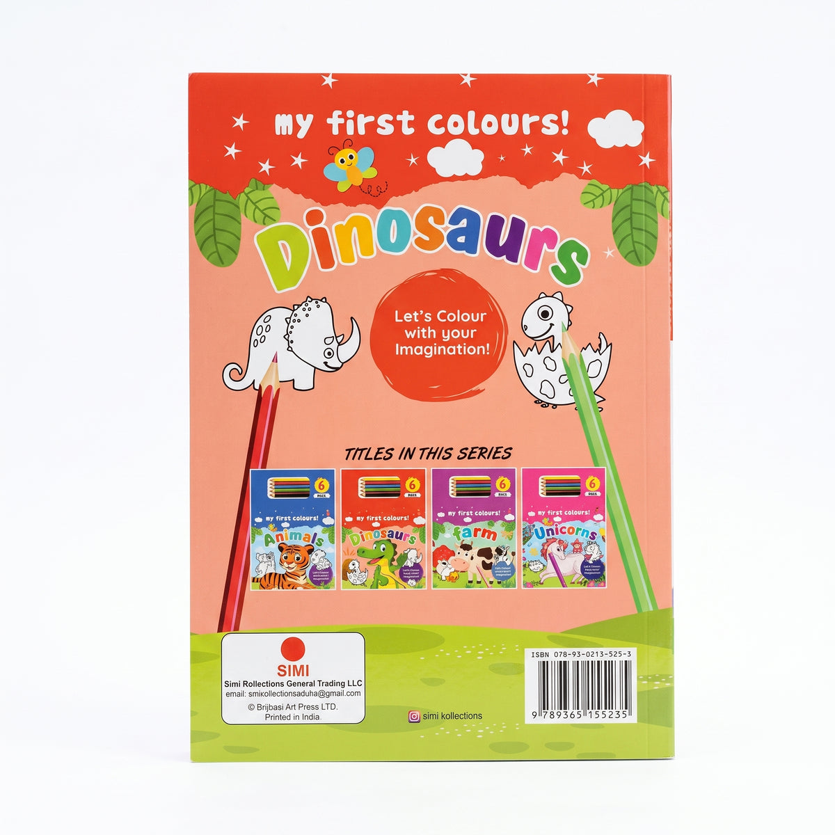 Dinosaurs Theme Coloring Book Set with 6 Pencils - 80 Pages