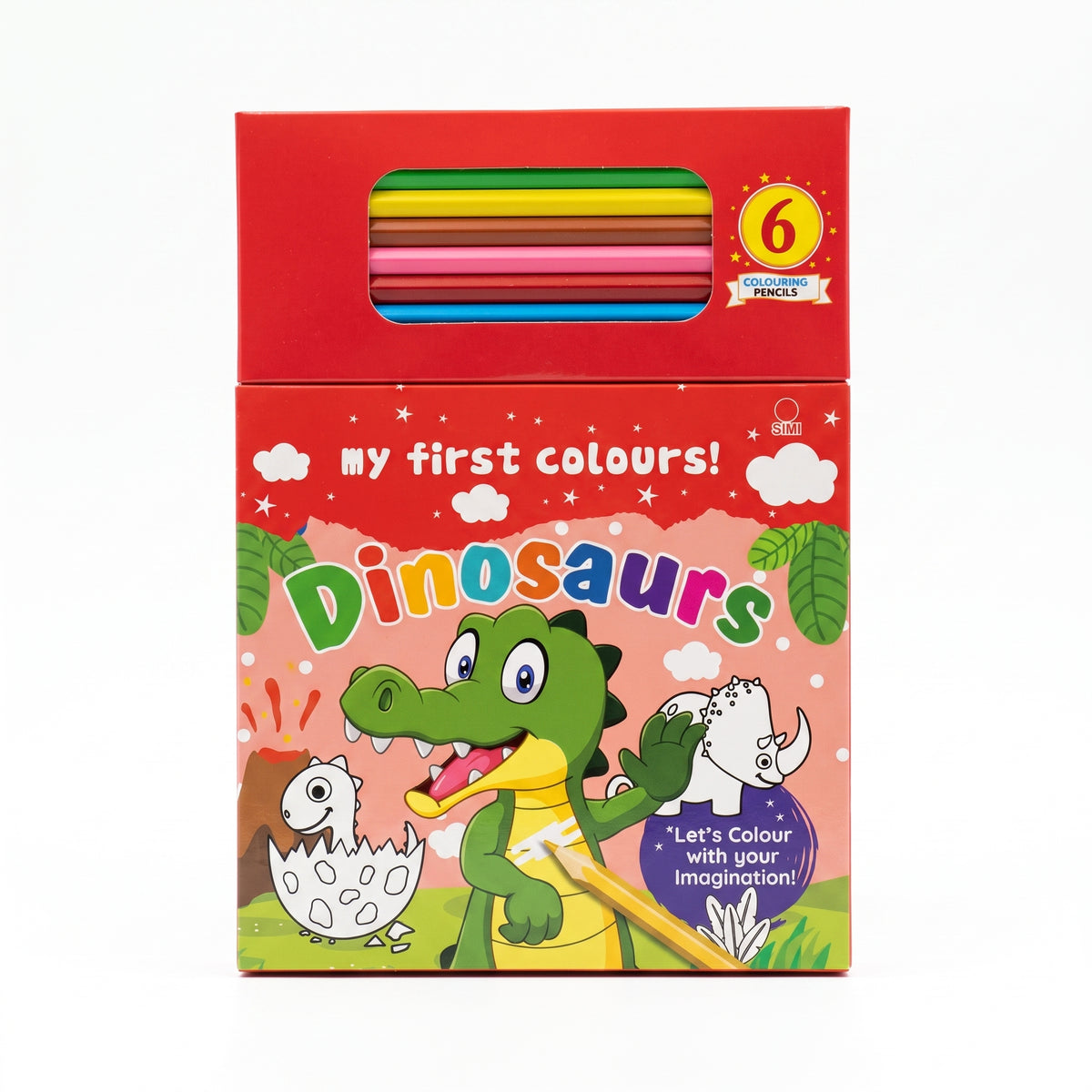 Dinosaurs Theme Coloring Book Set with 6 Pencils - 80 Pages