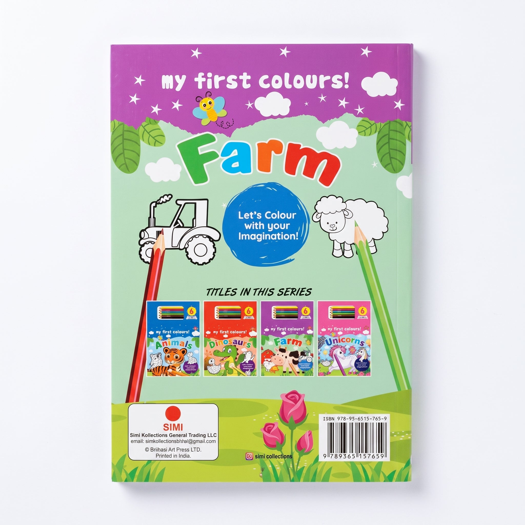 Farm Theme Coloring Book Set with 6 Pencils - 80 Pages