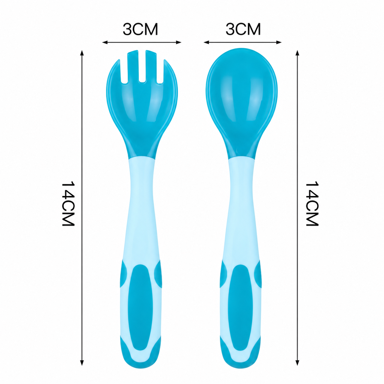 Flexi-Grip thermo-sensing baby spoon and fork set, green