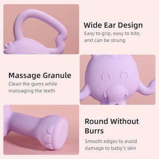 Silicone elephant teether toy with travel case, view 4