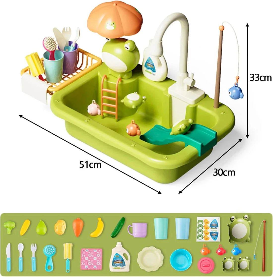 KidZilan puzzle kitchen electric water circulation sink playset, view 4