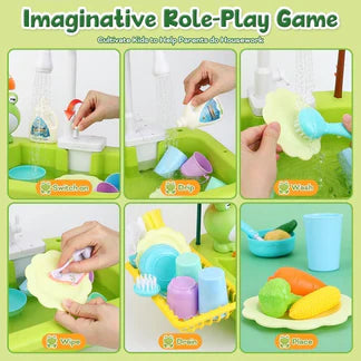KidZilan puzzle kitchen electric water circulation sink playset, view 6