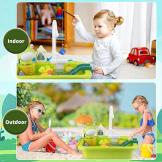 KidZilan puzzle kitchen electric water circulation sink playset, view 3
