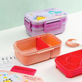 KidZilan 3-compartment bento box and matching water bottle set, view 3