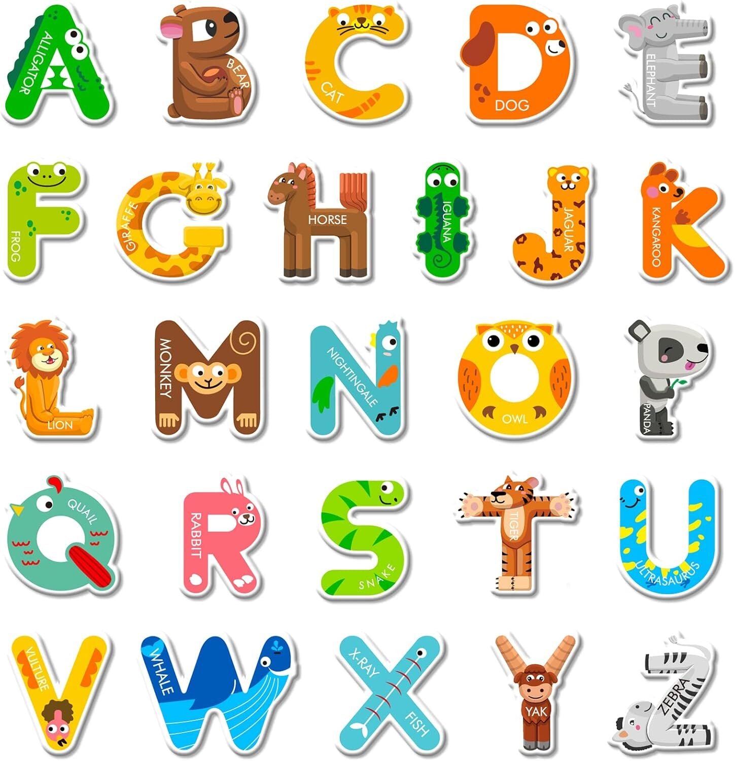 KidZilan Alpha-Zoo 3D puffy alphabet sticker sheet, main view