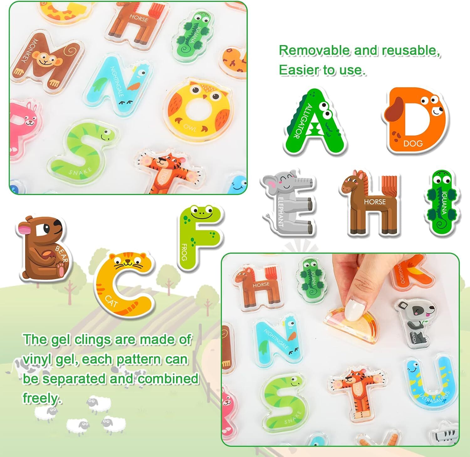 KidZilan Alpha-Zoo 3D puffy alphabet sticker sheet, view 3